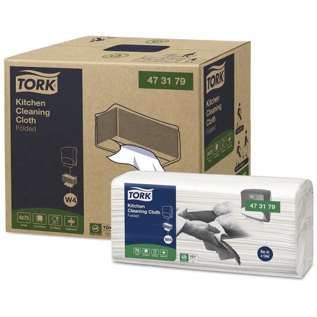 Tork - Chiffon de nettoyage Kitchen Cleaning, W4, 75 feuilles, paquet de 4