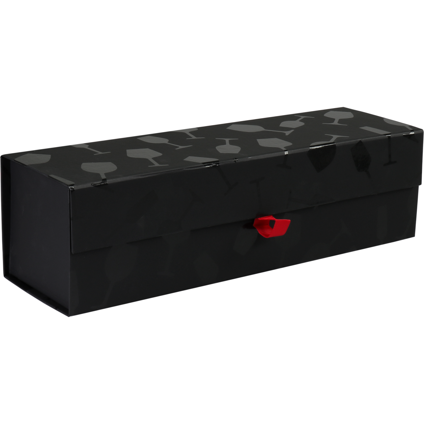 Klika - Magnet Box | Weinglas Karton + PP | 1 Flasche | 327x93x93mm | Magnetverschluss Schwarz | 10 Stück