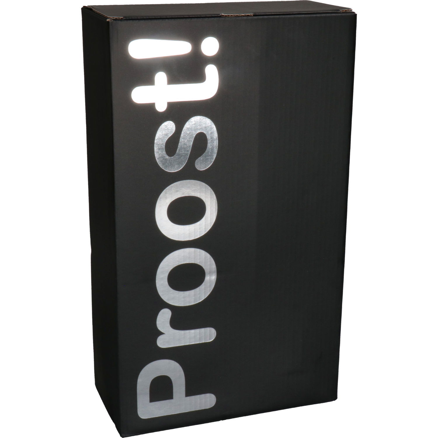 Klika -  Flesdoos | Proost! | golfkarton | 2 flessen | 190x95x330mm | zwart/zilver | 100 stuks