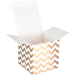 Klika - Geschenkbox | Chevron | Karton | 8x8x8cm | Weiß/Gold 25 Stücke