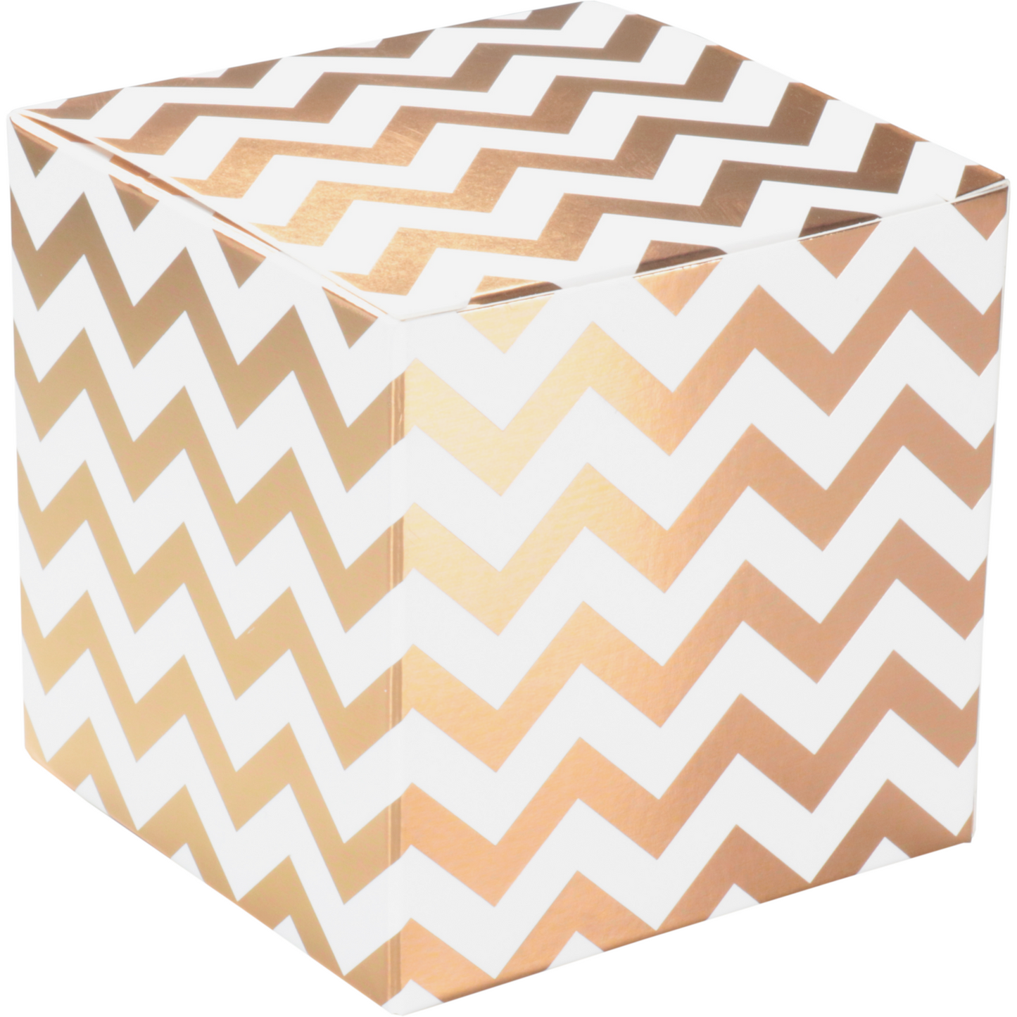 Klika - Geschenkbox | Chevron | Karton | 8x8x8cm | Weiß/Gold 25 Stücke