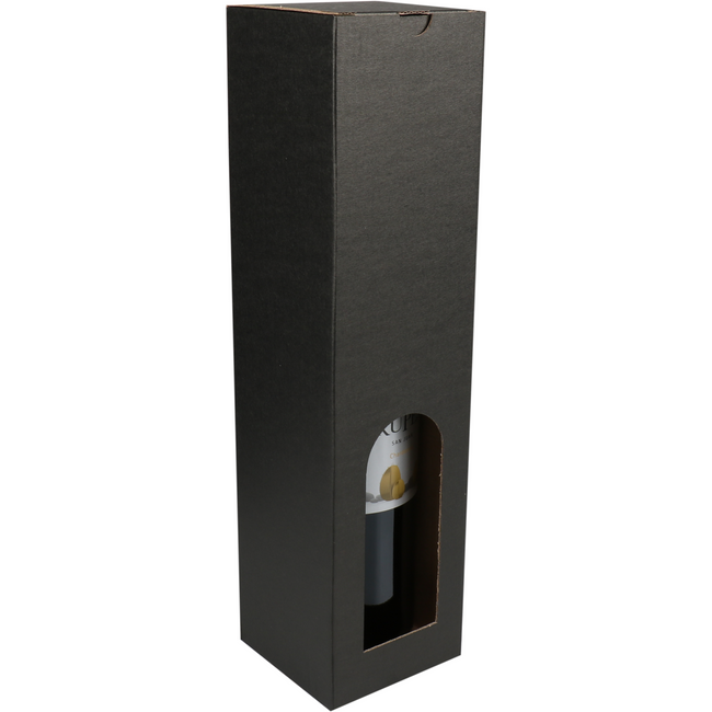 Klika - Boîte à bouteilles | Ligne de base | carton ondulé | 1 bouteille | 88x87x350mm | noir | 120 pièces