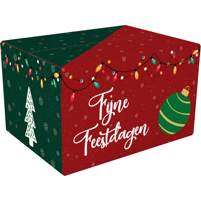 Klika - Kerstpakketdoos | Wonderful time | golfkarton | 450x350x230mm | Kerstmis | d | rood/groen | 10 stuks