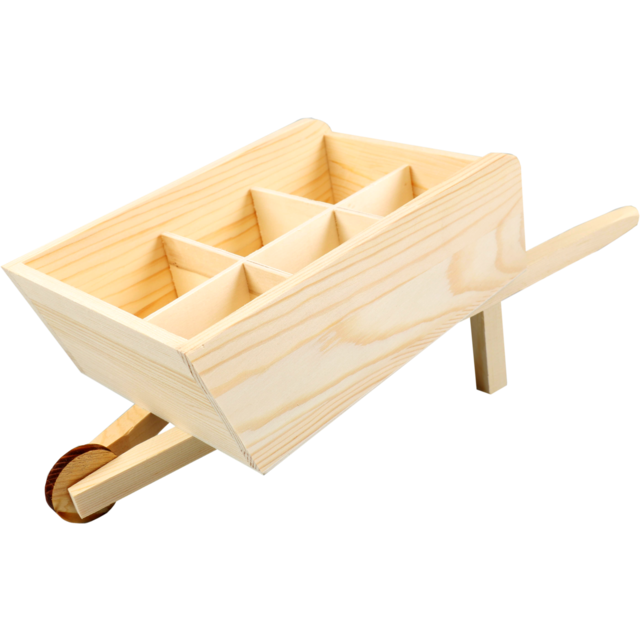 Klika - Bierverpakking | Kruiwagen | Hout | 6 flessen | 29x29x15cm | naturel | 2 stuks