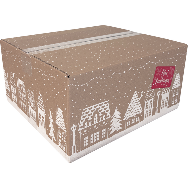 Boîte de paquet de Noël (B) 350x315x170mm design MAISONS 2025 par pièce