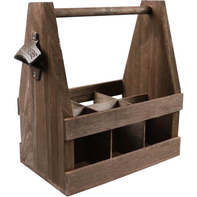 Klika - Bierverpakking, Draagtray, Hout, 6 flessen, 25x16x28.5cm, bruin