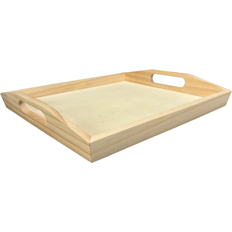 Klika -  Dienblad | 27x24x4cm | met handgrepen | hout | naturel | 10 stuks