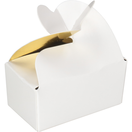 Depa -  Ballotin | vlinderballotin | karton + PP | 2 bonbons | 67x39x32mm | wit/goud | 600 stuks