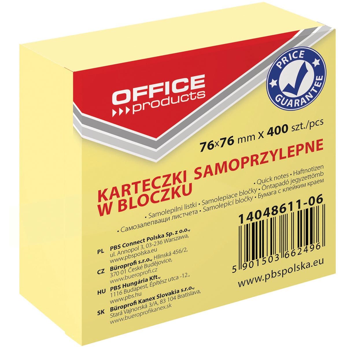 OFFICE products -   memoblok, 76 x 76 mm, 400 vel, geel