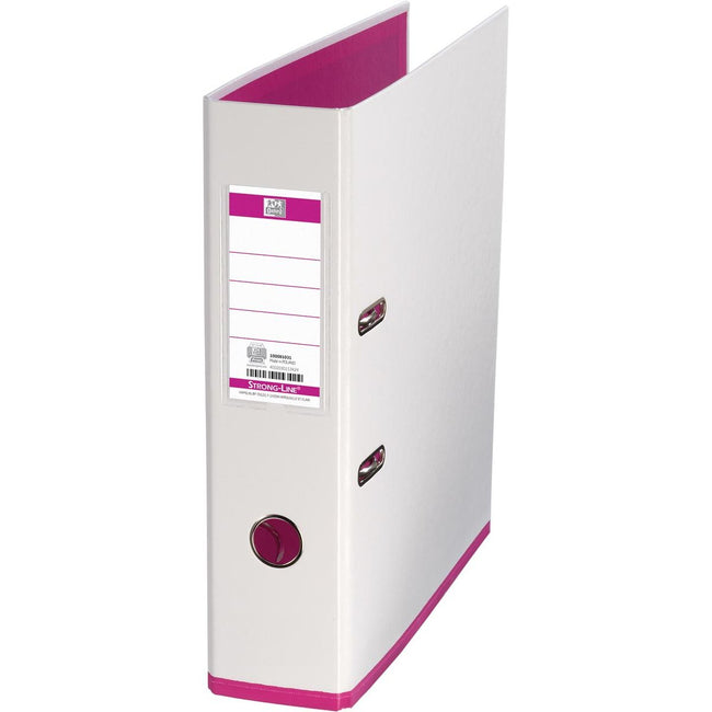Oxford - MyColor-Ordner, Größe A4, aus Pappe, Rücken 8 cm, weiß-rosa