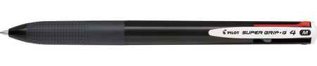 Pilot -  Super Grip G-4 4-kleurenbalpen, medium, klassieke inktkleuren, zwart lichaam