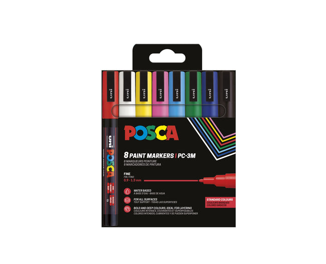 Posca -  Paintmarker uni  pc3m f 8st assorti