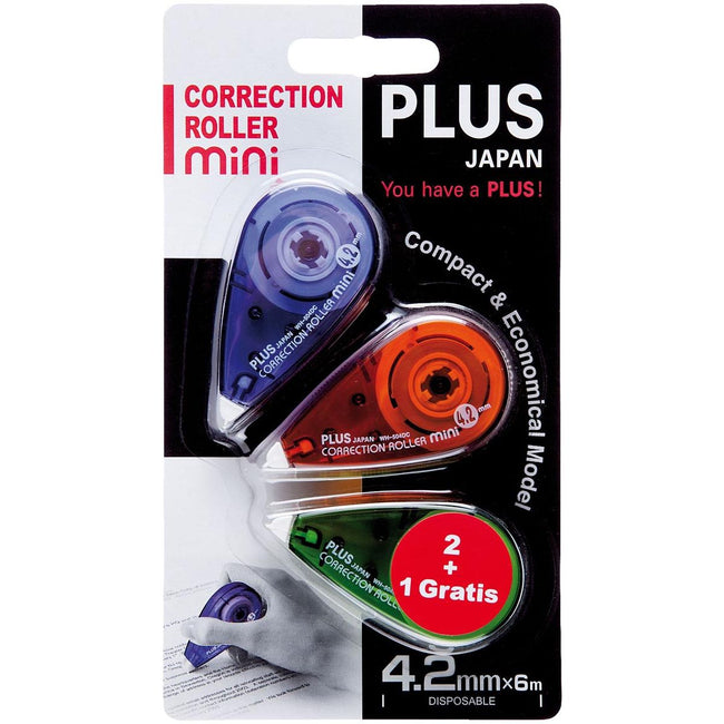 Plus -   mini correctieroller, 2 + 1 gratis, op blister