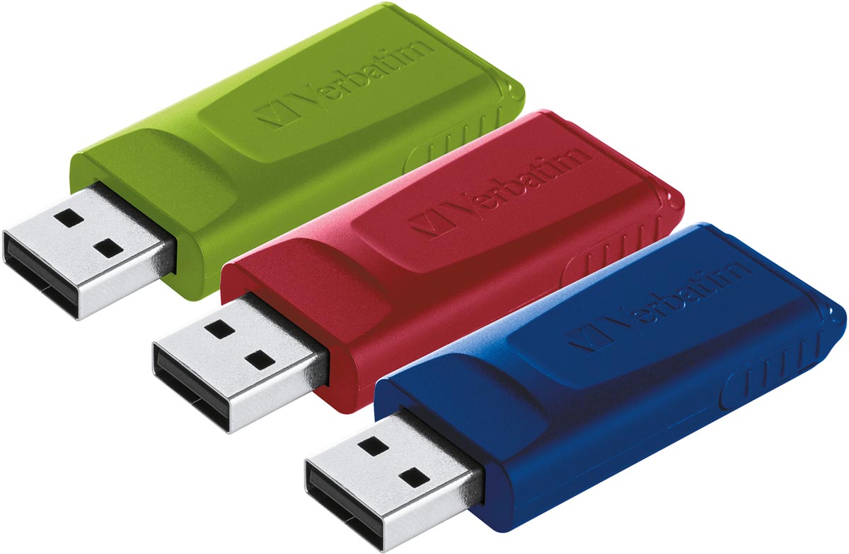 Verbatim - Verbatim USB 2.0 Slider USB stick, 16 GB, pak van 3 stuks