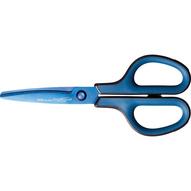 Plus -   FitCut Curve PREMIUM schaar, 17,5 cm, titanium bladen, blauw, op blister