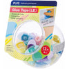 Plus - rouleau à colle, 12 m x 6 mm, présentoir de 30 pièces de couleurs assorties