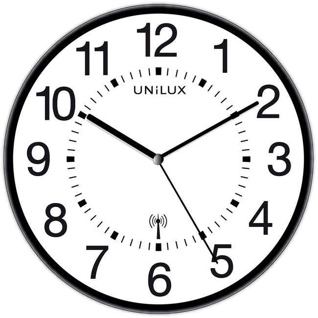 Unilux - Horloge murale Wave radiocommandée Ø 30cm noir/blanc