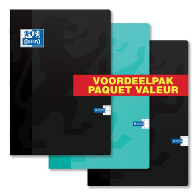 Oxford - Cahier Ecole A4 diamant 10x10mm 72 pages 80gr assortis lot de 3