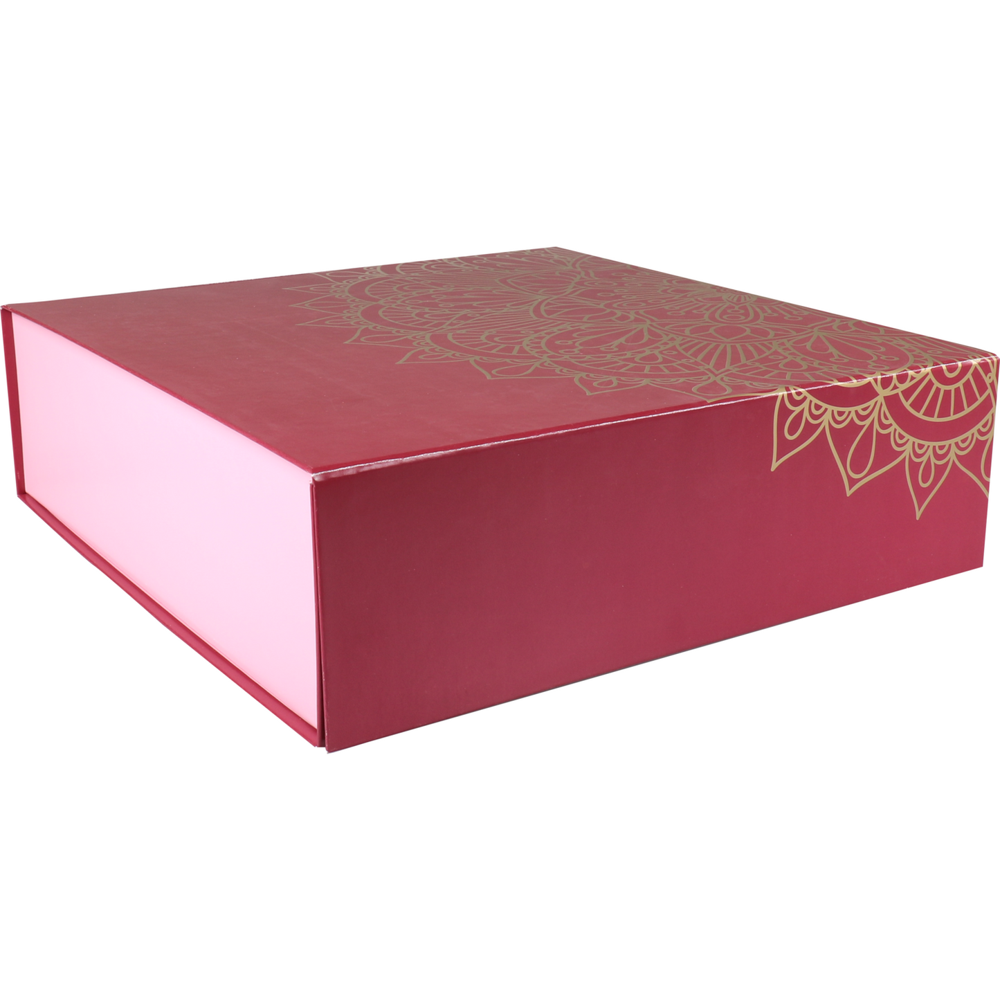 Klika - Geschenkbox | Karton | 30x30x9cm | faltbar rosa/rot/gold 10 Stück