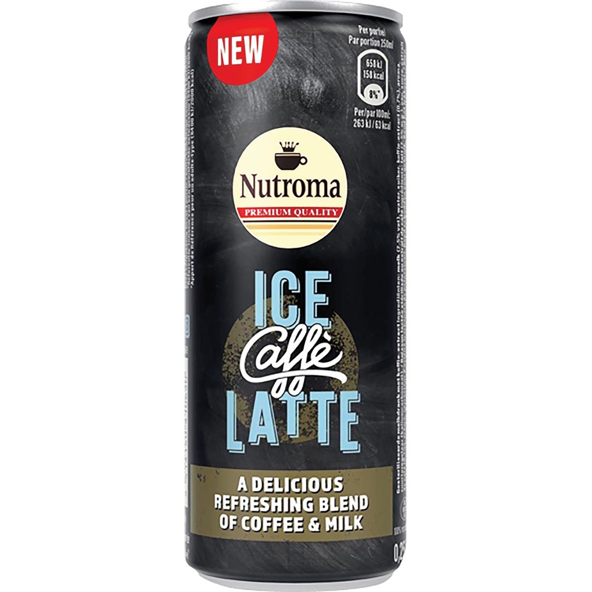 Nutroma - Ice Caffè Latte, blik van 25 cl, pak 12 stuks