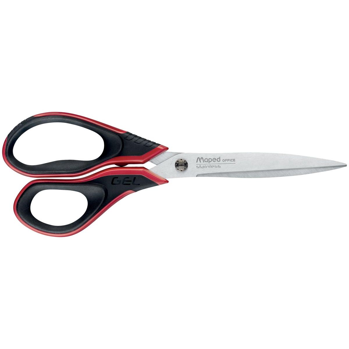 Maped Office -  schaar Advanced Softgel, ft 21 cm, rechts, scherpe punt, RVS, zwart/rood, blister van 1 stuk