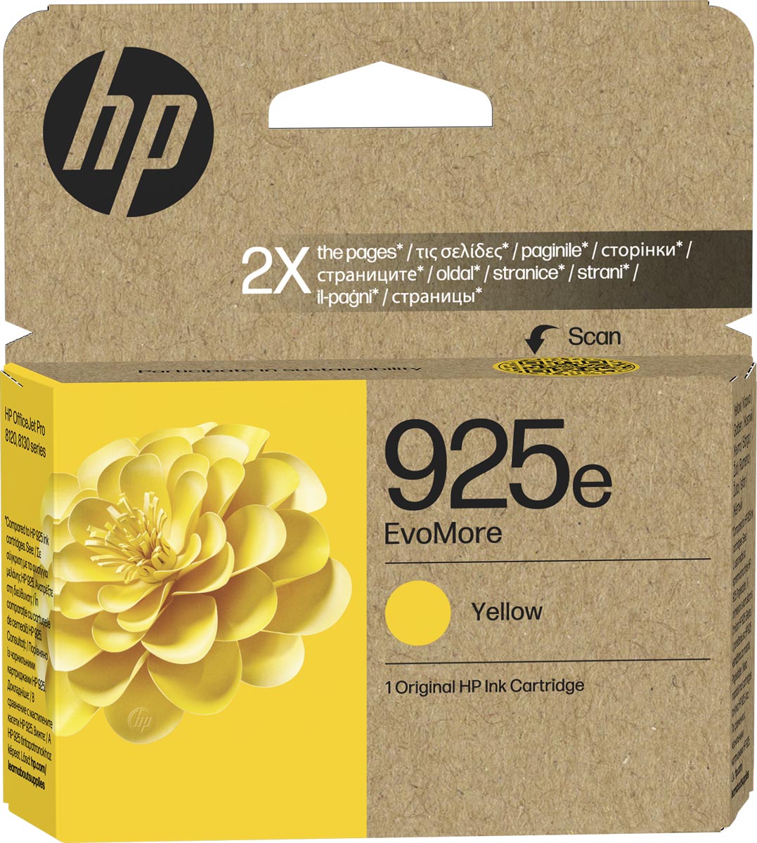 HP -  inktcartridge 925e, 800 pagina's, OEM 4K0W2PE, geel