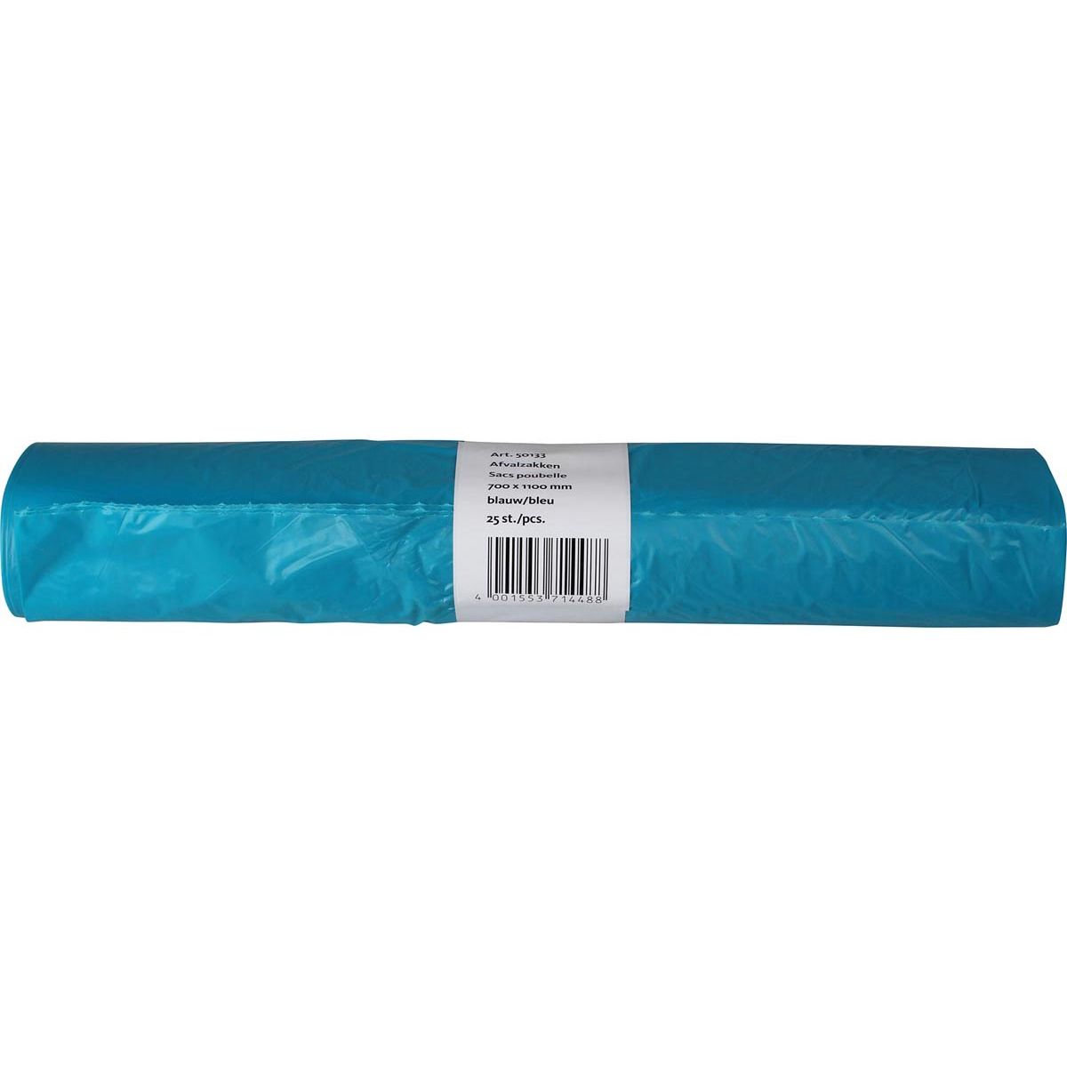 Q-CONNECT -  Vuilniszak 20 micron, ft 70 x 110 x 0,2 cm, 120 liter, HDPE recycled, blauw, rol van 25 stuks