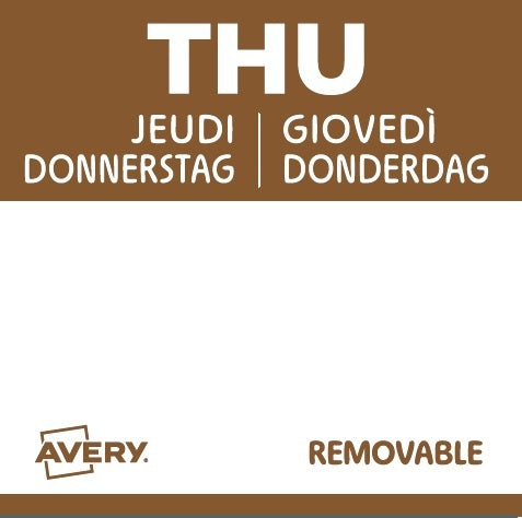 Avery -  Etiket  haccp donderdag-bruin 25x25mm 1000st