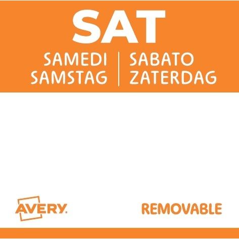 Avery -  Etiket  haccp zaterdag-oranje 25x25mm 1000st