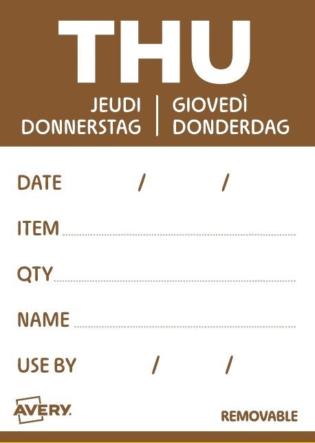 Avery -  Etiket  haccp donderdag-bruin 40x56mm 500st
