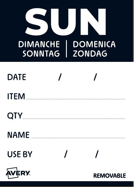 Avery -  Etiket  haccp zondag-zwart 40x56mm 500st