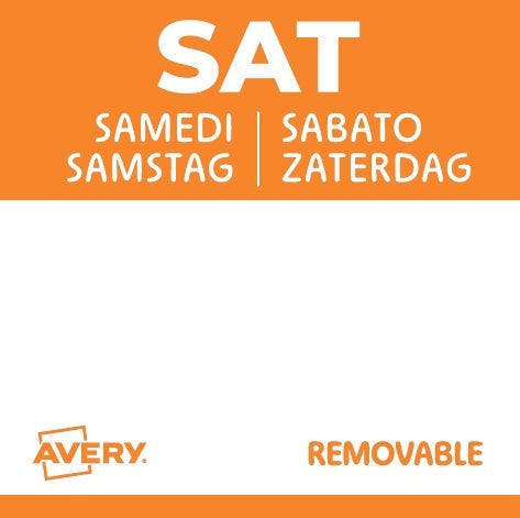 Avery -  Etiket  haccp zaterdag-oranje 25x25mm 1000st | 6 stuks