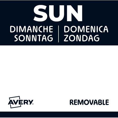 Avery -  Etiket  haccp zondag-zwart 25x25mm 1000st | 6 stuks