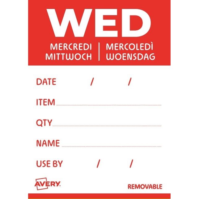 Avery -  Etiket  haccp woensdag-rood 40x56mm 500st | 6 stuks