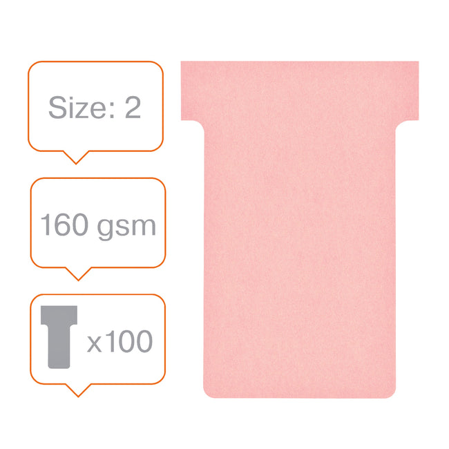 Nobo -  T-kaart  nr.2 48mm roze 100 stuks