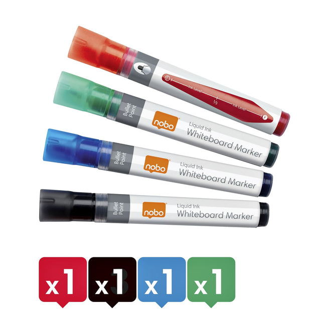 Nobo -  Liquid Ink Markers Droog Uitwisbaar Assorti (4)