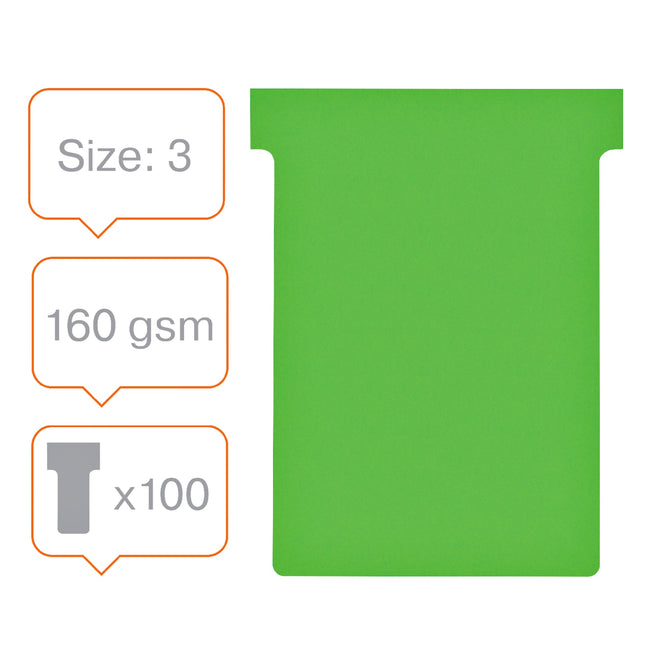 Nobo -  T-kaart  nr.3 80mm groen 100 stuks