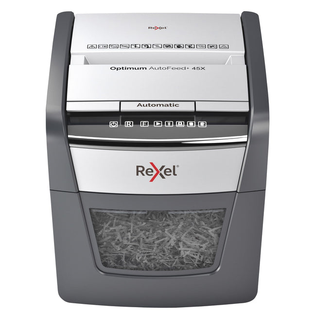 Rexel -  AutoFeed 45X papiervernietiger Kruisversnippering 55 dB Zwart, Zilver