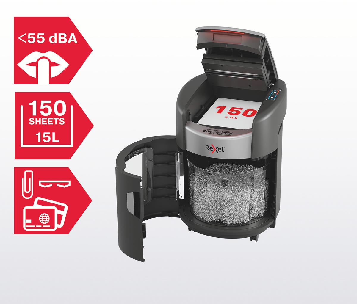 Rexel -  Papiervernietiger shredmax autofeed+ 150x p4 (afbeelding 2)