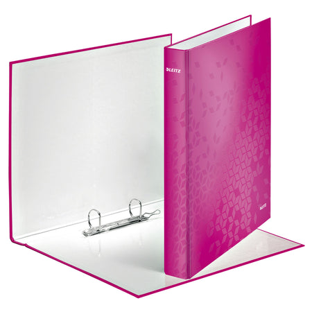Leitz - Classeur à anneaux WOW A4 maxi 2 anneaux mécanisme D 25mm rose | 10 pièces