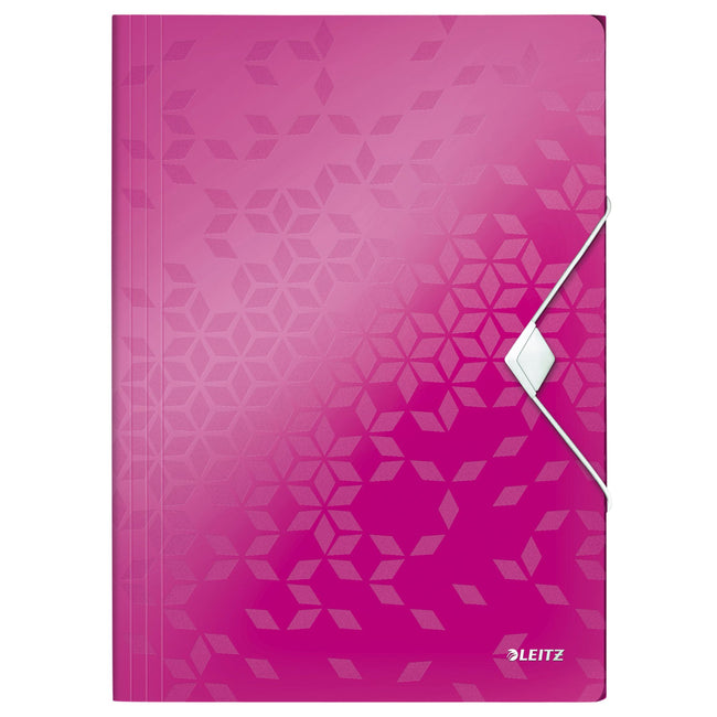 Leitz - Dossier Elasto WOW A4 3 rabats PP rose | 10 pièces
