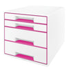 Leitz - Caisson à tiroirs WOW 4 tiroirs blanc/rose