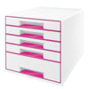 Leitz - Caisson à tiroirs WOW 5 tiroirs blanc/rose