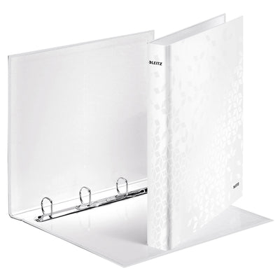 Leitz - Classeur à anneaux WOW A4 maxi 4 anneaux mécanisme D 25mm blanc | 10 pièces