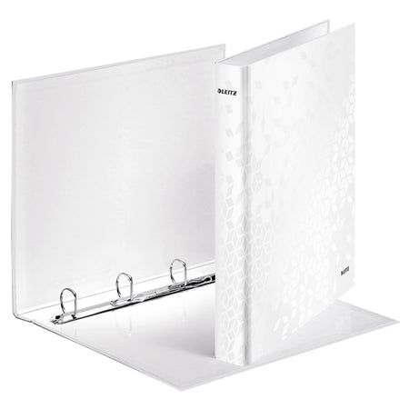 Leitz - Classeur à anneaux WOW A4 maxi 4 anneaux mécanisme D 25mm blanc