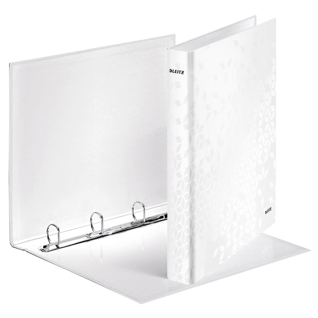 Leitz - Classeur à anneaux WOW A4 maxi 4 anneaux mécanisme D 25mm blanc
