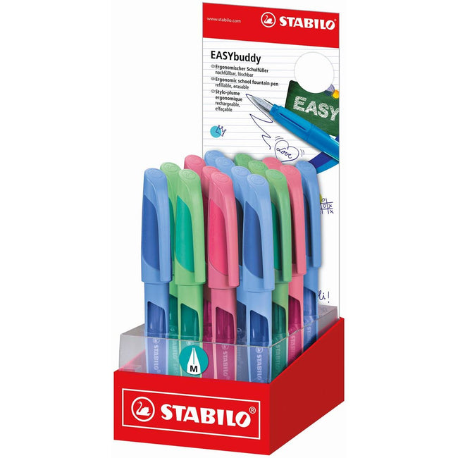 STABILO - Stylo plume EASYBuddy pastel, présentoir de 16 pièces