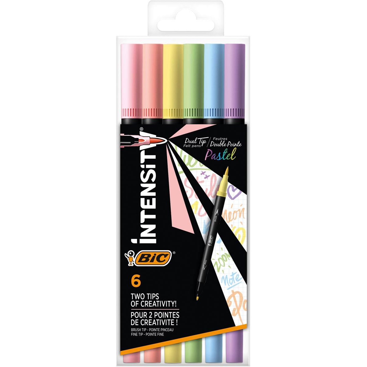 BIC -  viltstift Intensity Dual tip, etui van 6 stuks, pastel