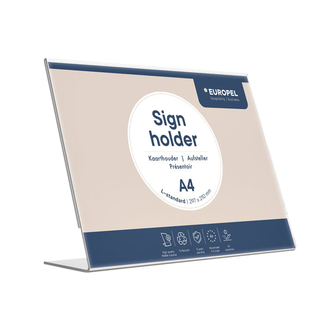 Europel - Porte-cartes peel L-standard A4 paysage acrylique