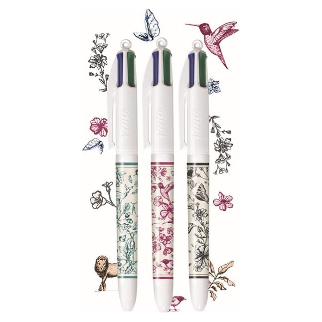 BIC - Couleurs Décor Limited Edition 4 -Color Balpen, Medium, Classic Ink Colors